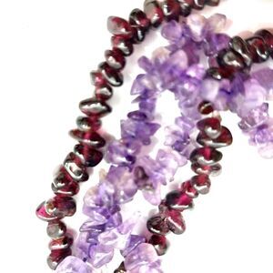 2 Vintage Chipped Amethyst Necklaces 17 Inches Each Purple And Maroon  #J013